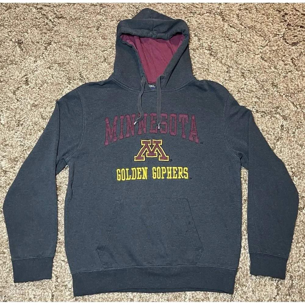 Minnesota Golden Gophers Hoodie Adult M Gray Campus Heritage Sweatshirt Logo Men